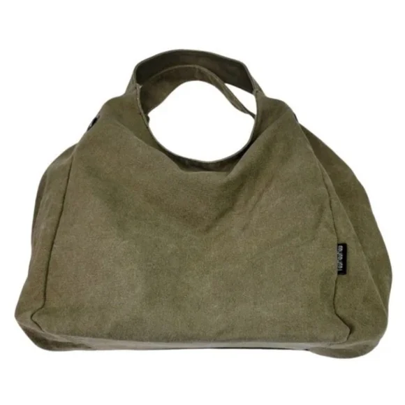 SALE * Tao MaoMao Cotton Canvas Hobo Tote in Army Green - Picture 6 of 11